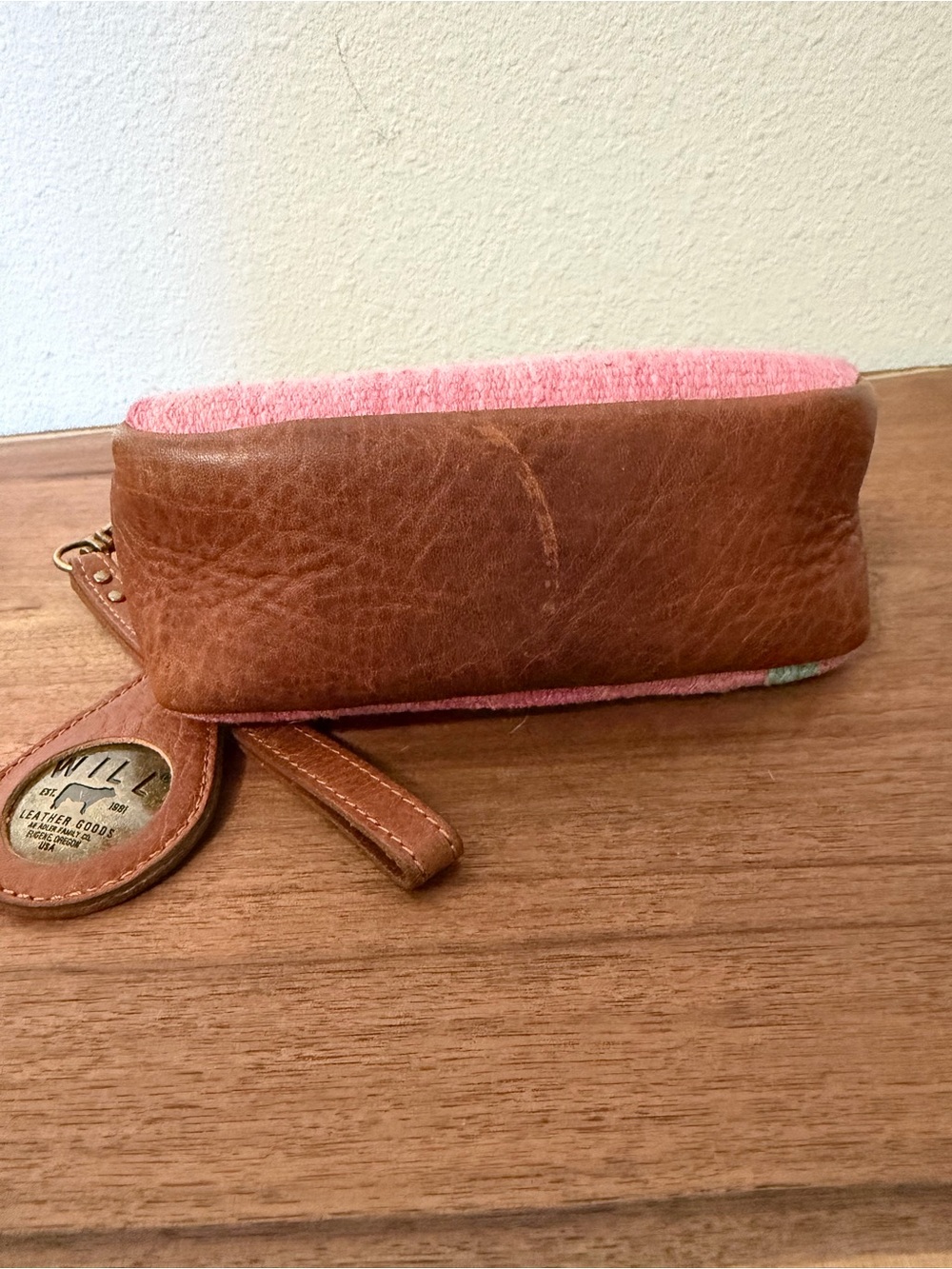 WILL Leather Goods Pink & Teal Woven Leather Wristlet - Picture 3 of 6